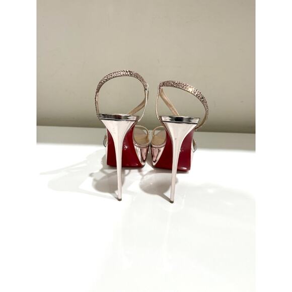 Christian Louboutin 150mm Rosalie Alta Strass Platform Slingback Vintage Rose 39 - Picture 8 of 11